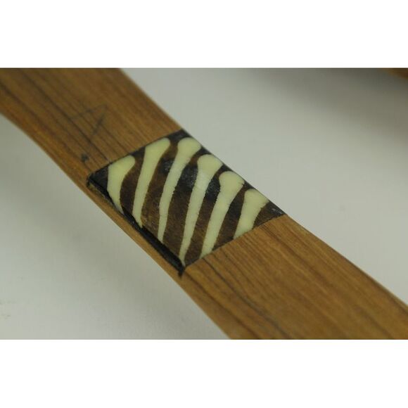 Hand Carved Wood and Bone Flat Handle Salad Server Set - Picture 2 of 3